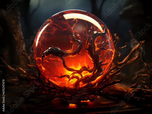 burning fire in a glass orb