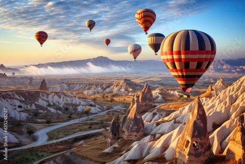 "Enchanting Balloon Odyssey: Hyper-Realistic Journey Above Cappadocia" 