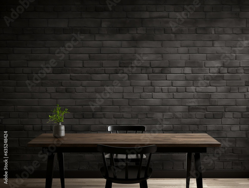Texture of a black brick wall abstract dark background for your product display