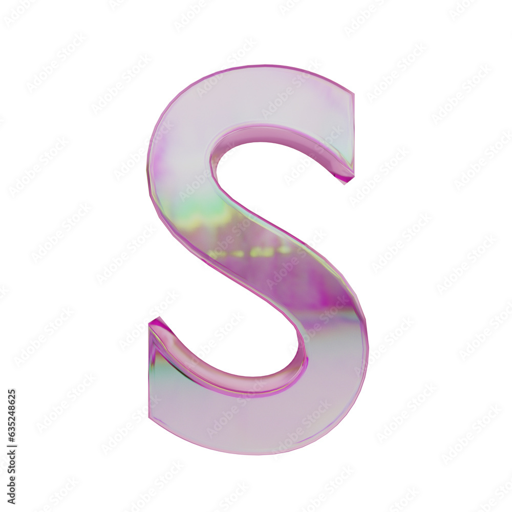 Pink rainbow 3d glass Letter with dispersion, colorful holographic Alphabet Pink rainbow 3d glass Letter with dispersion, colorful holographic Alphabet