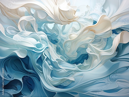 Illustration of a vibrant white and blue flower painting that captures the beauty of nature. Generative AI