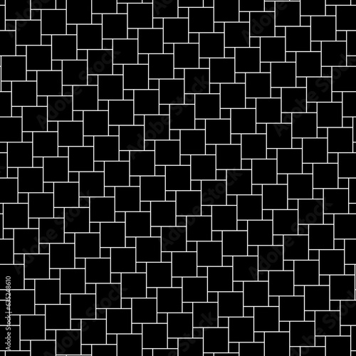 Parquet wallpaper. Repeated black checks abstract background. Seamless surface pattern design with polygons. Pythagorean tiling. Squares tessellation vector. Mosaic motif. Digital paper, web designing