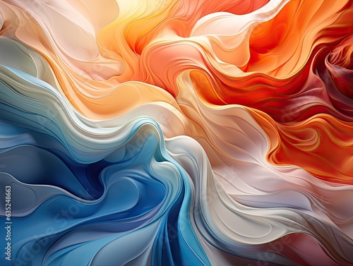 Illustration of a vibrant and dynamic abstract painting with flowing lines and a multitude of colors. Generative AI