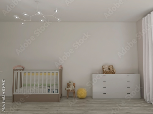 Kids room interior design 3d render, 3d illustration