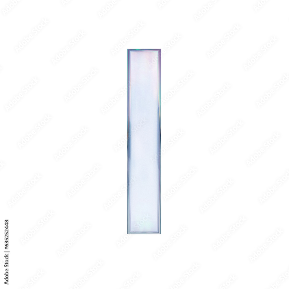 Glass font. Letter I made of dispersion chromatic glass isolated on transparent background. 3d render illustration Glass font. Letter I made of dispersion chromatic glass isolated on transparent background. 3d render illustration
