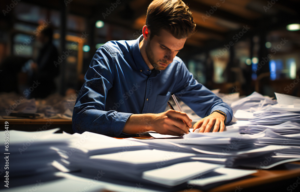 stack of paper documents with hands at office stack of paper documents with hands at office