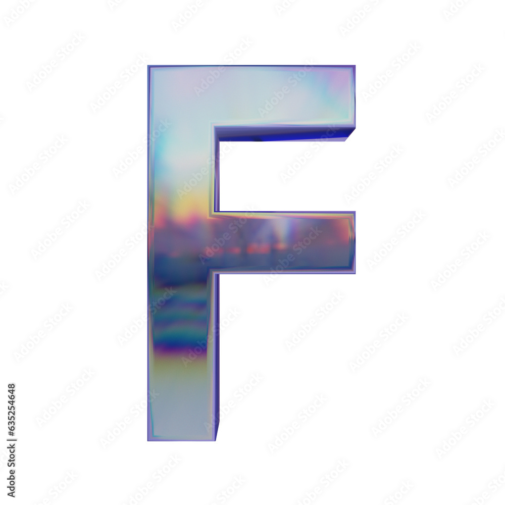 Crystal Letter made of dispersion chromatic glass isolated on transparent background. 3d render illustration Crystal Letter made of dispersion chromatic glass isolated on transparent background. 3d render illustration