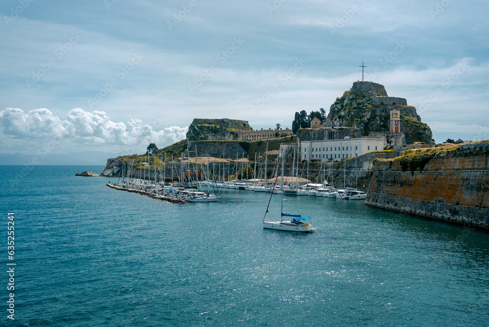 Naklejka premium Corfu sea and boats
