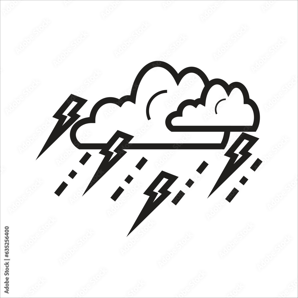 thunder storm vector icon line template