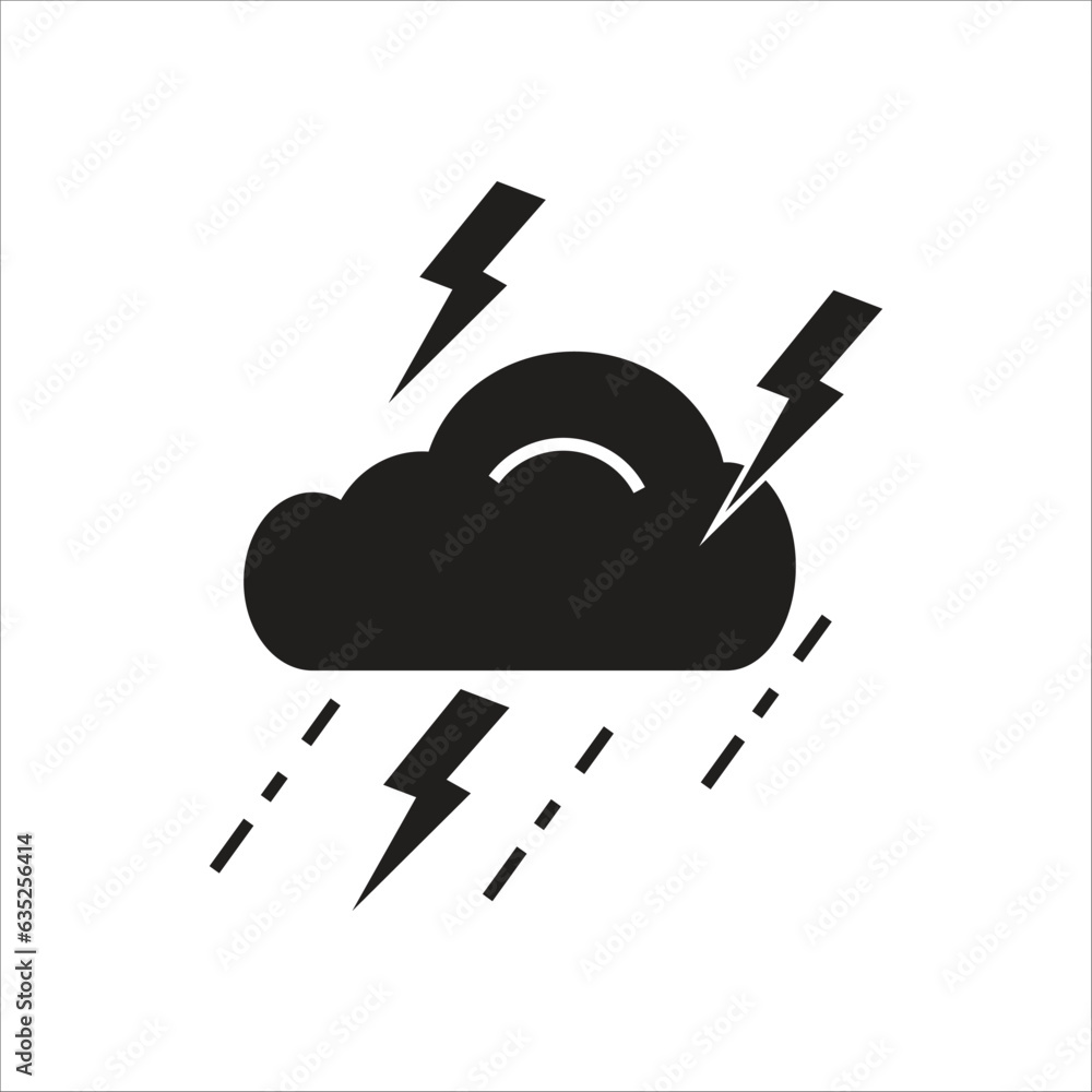 thunder storm vector icon line template thunder storm vector icon line template