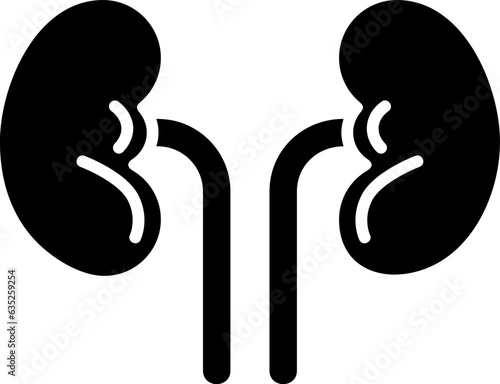 Kidneys icon design in black silhouette style, kidney internal organ vector illustration