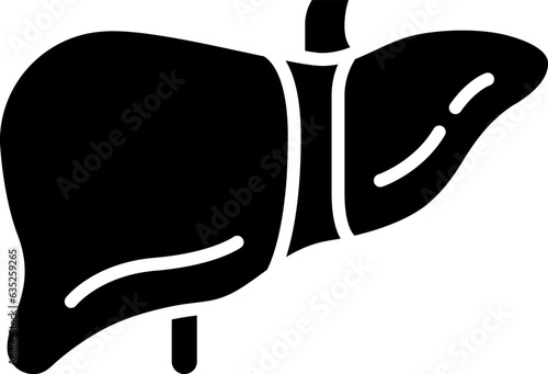 Liver icon design in black silhouette style, internal organ vector illustration