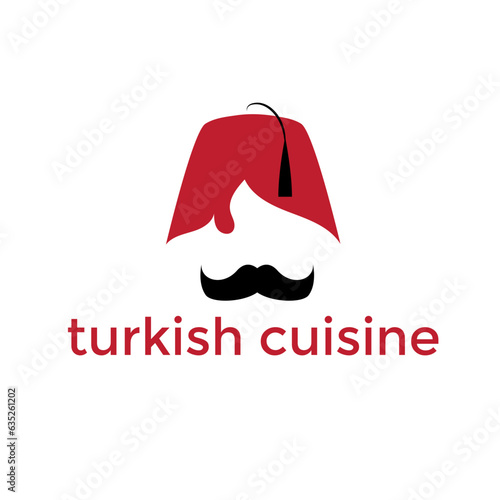 Turkish hat chef cuisine logo. Cultural and authenticity. Vector illustration.