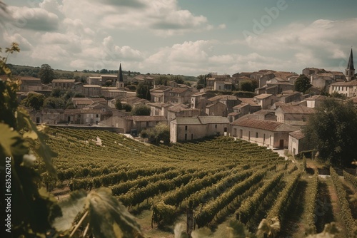 Foto Scenic Saint Emilion village showcases picturesque vineyards