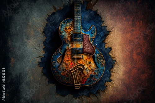 Artwork featuring a guitar. Generative AI