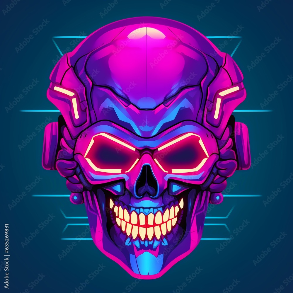 Fototapeta premium Eerie Glowing Skull with Evil Smile.