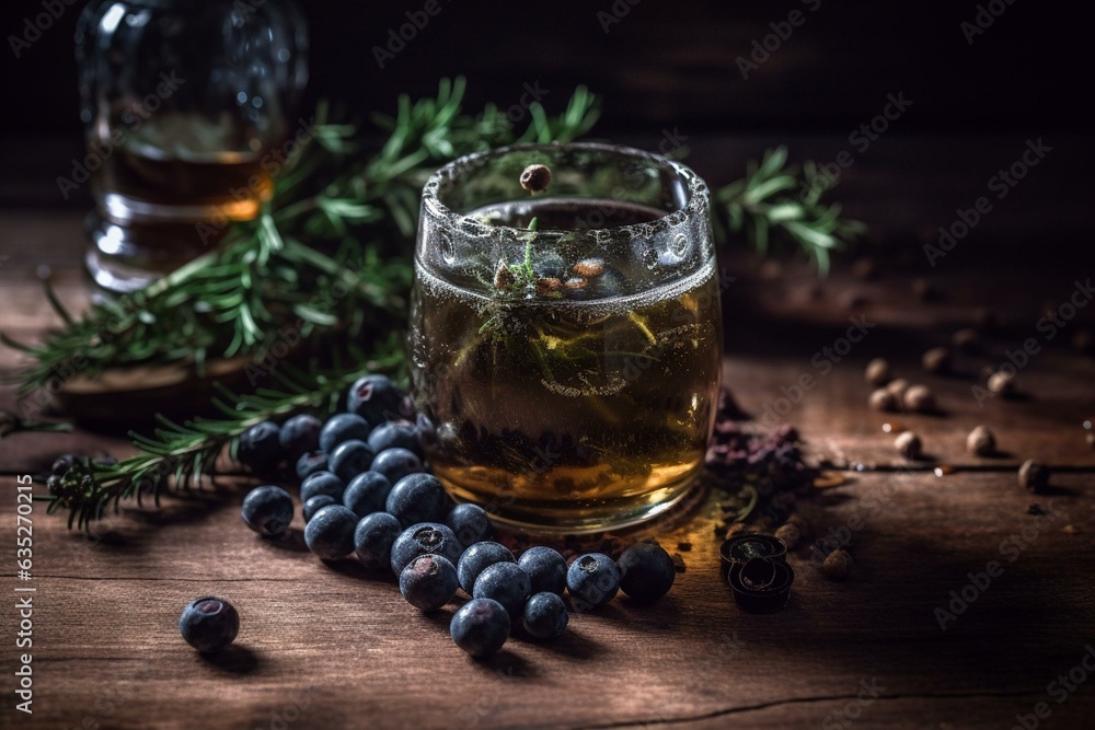 An alcoholic beverage derived from juniper berries, known for its
