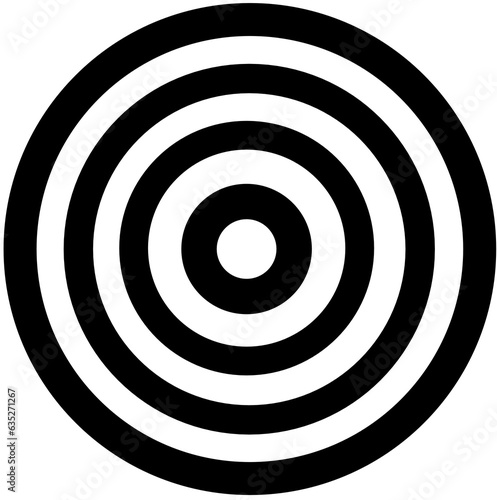 Dartboard illustration. Black circles. Isolated on transparent background.