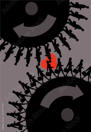Dating many people. After a lot of dating, two lovers find each other in this illustration with gears spinning possible mates your way before finally finding the right person.
