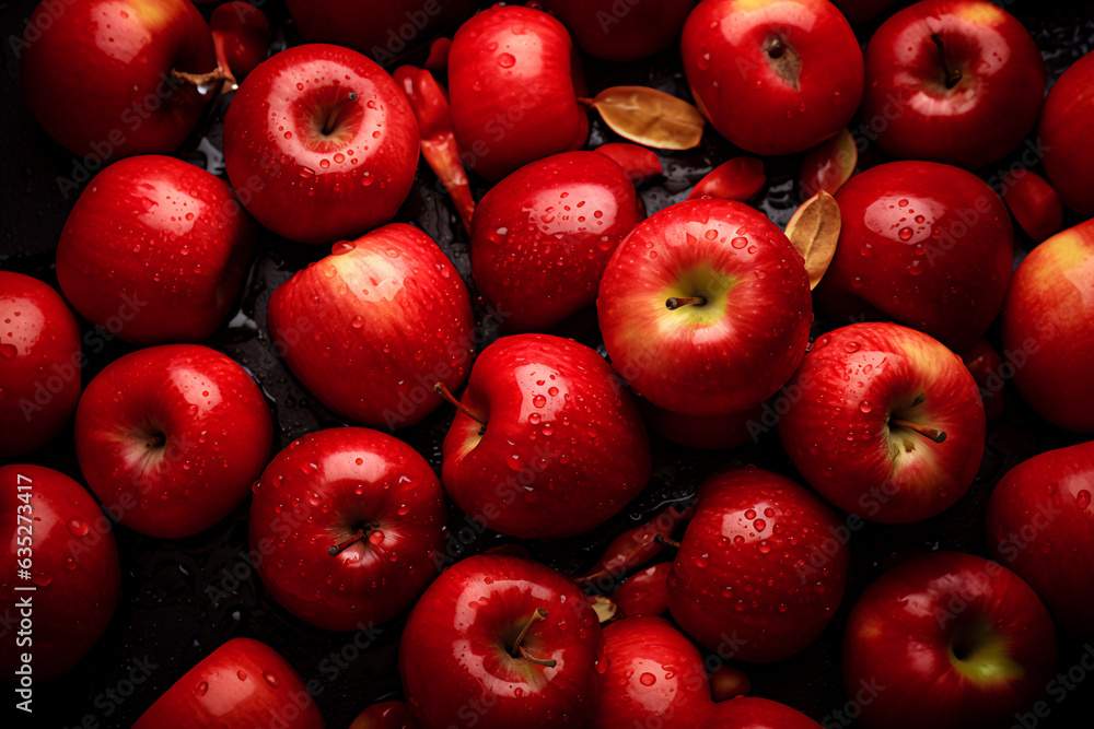 pile of red apples with water droplets on them pile of red apples with water droplets on them