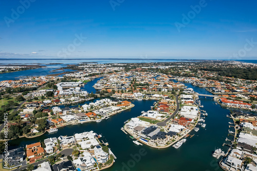 The homes along the canals in Mandurah, Western Australia