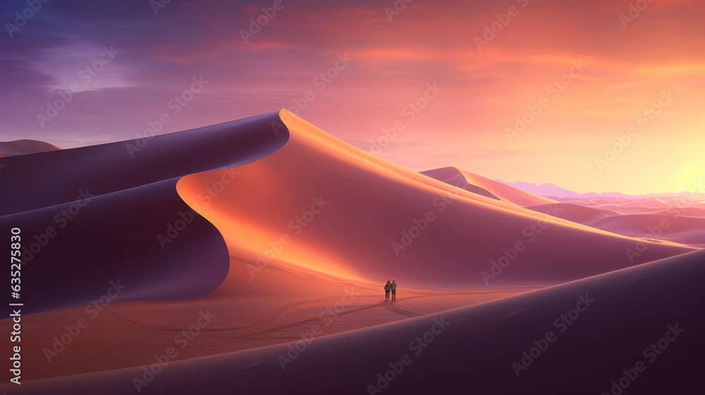The realist of desert curve only landscape - obrazy, fototapety, plakaty 