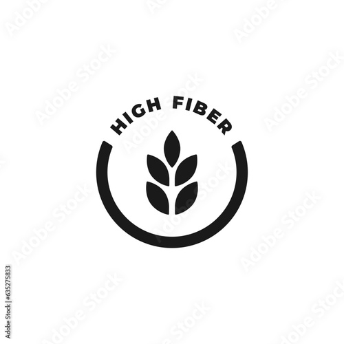 High fiber icon or High fiber label vector isolated. High fiber icon for product packaging design element. High fiber label for packaging design element.