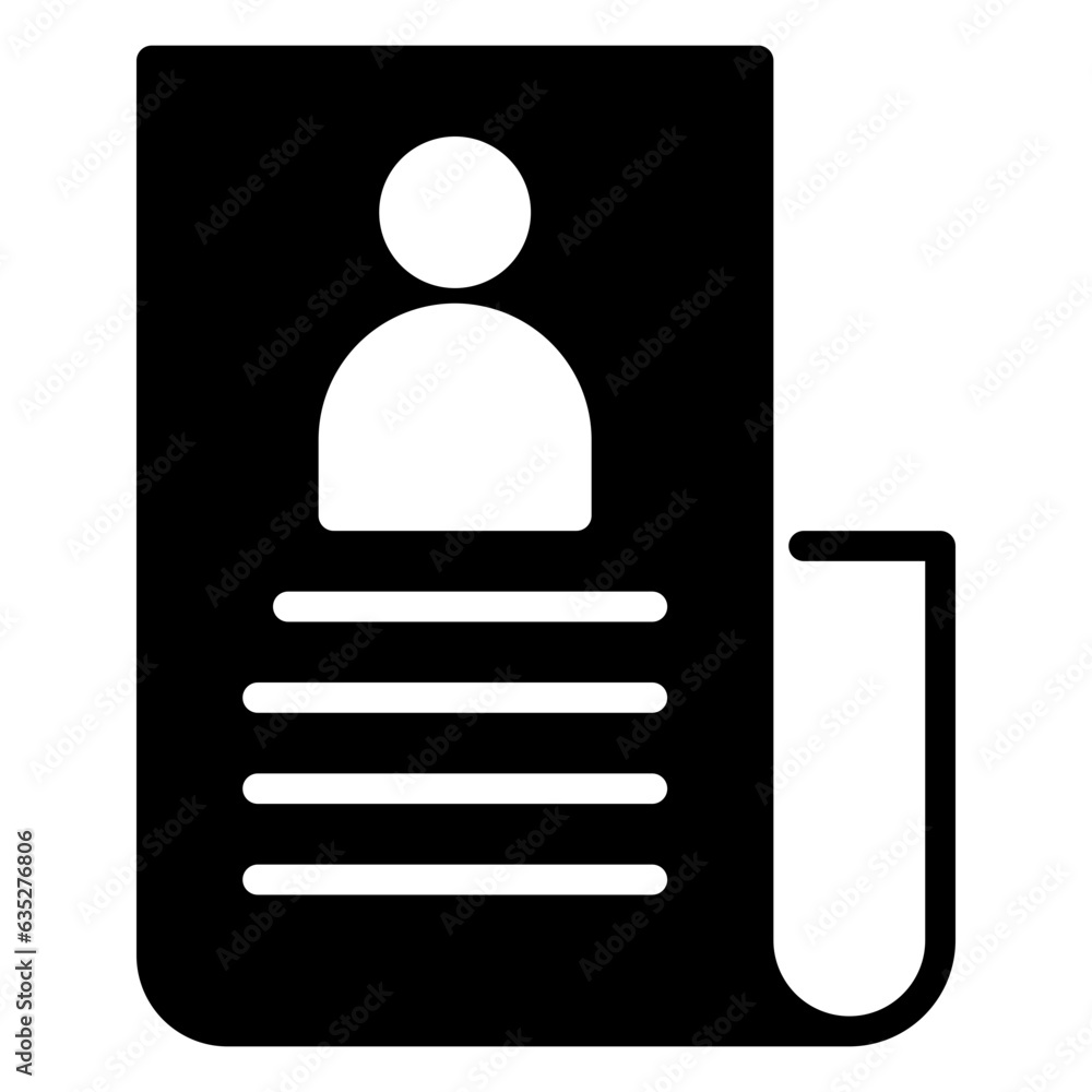 CV icon, glyph icon style CV icon, glyph icon style