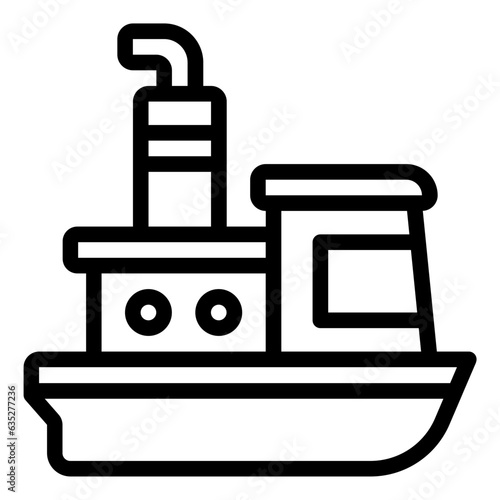 Tug Boat transportation outline icon