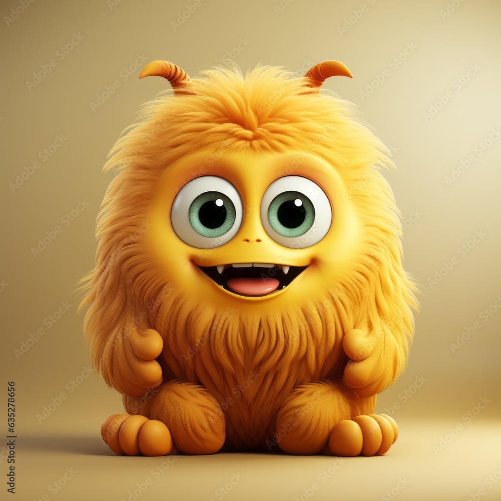 A cute silly yellow, monster. Generative AI. A cute silly yellow, monster. Generative AI.