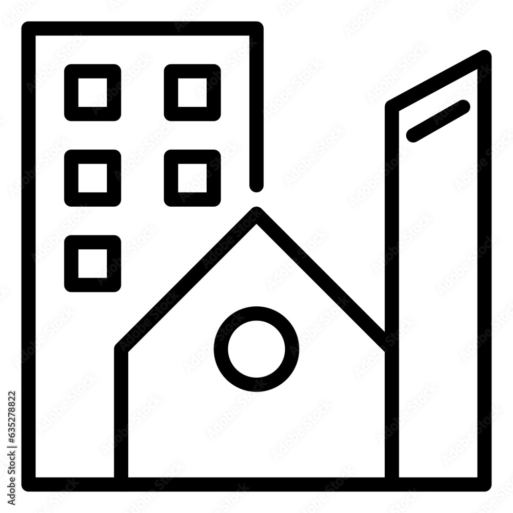building icon, line icon style building icon, line icon style