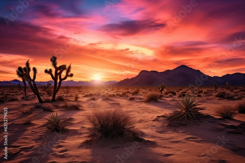 Desert's Dusk Overture: An Overture of Dusk in the Desert's Domain, Illustrating Golden Sands that Seemingly Converge with the Horizon