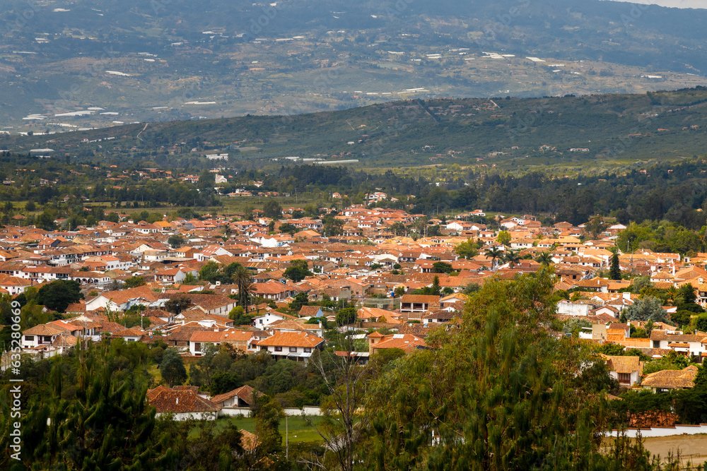 Aerial panoramic view of Villa de Leyva, Colombia