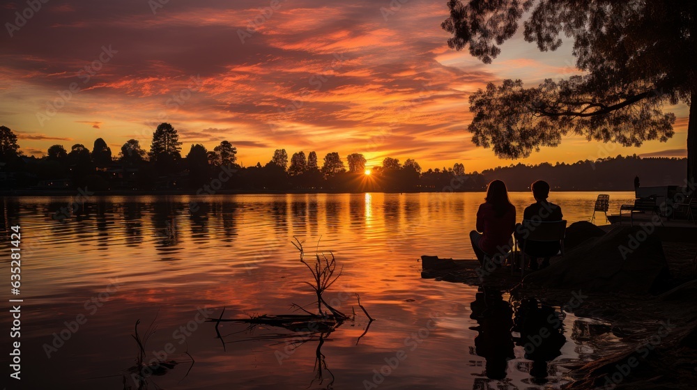 Fototapeta premium sunset over the river
