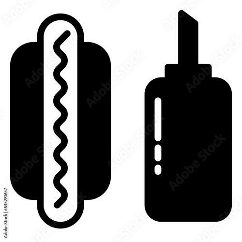 hot dog icon, outline color icon style