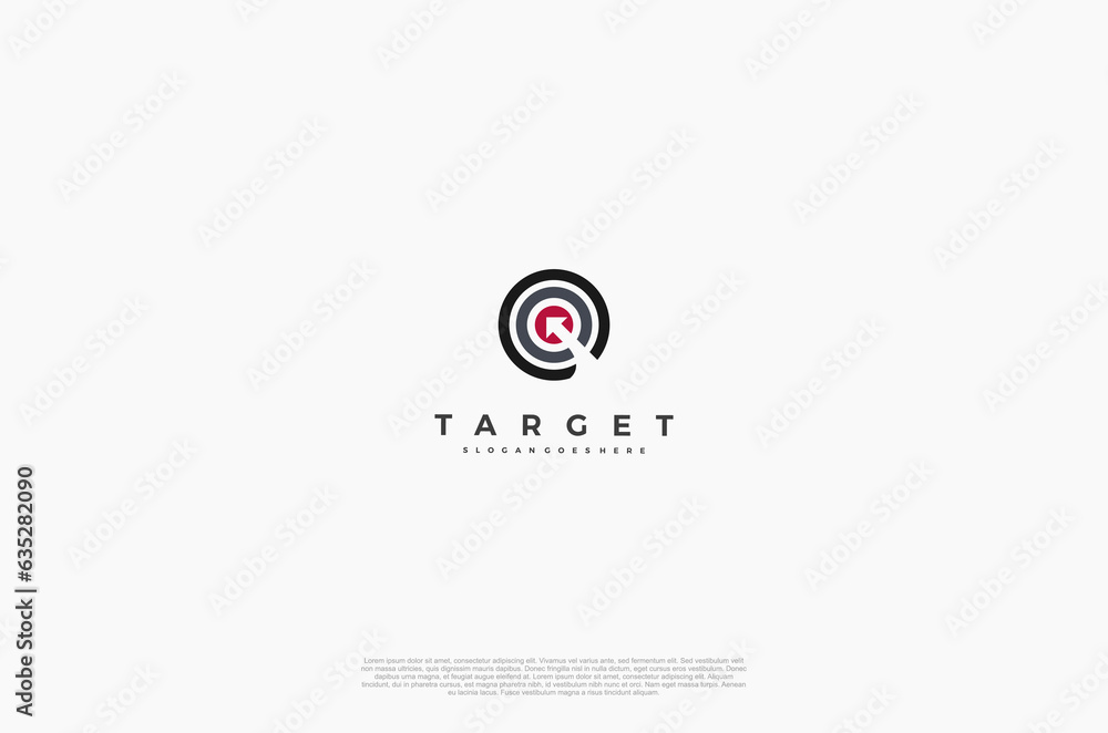 Simple arrow center target point logo concept. Vector Illustration