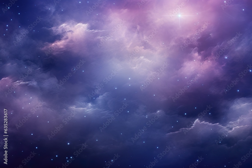 clouds with stars, purple and blue | Generative AI clouds with stars, purple and blue | Generative AI