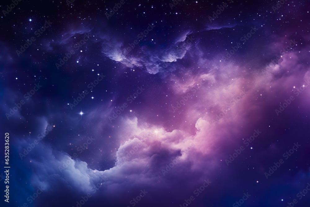 clouds with stars, purple and blue | Generative AI clouds with stars, purple and blue | Generative AI
