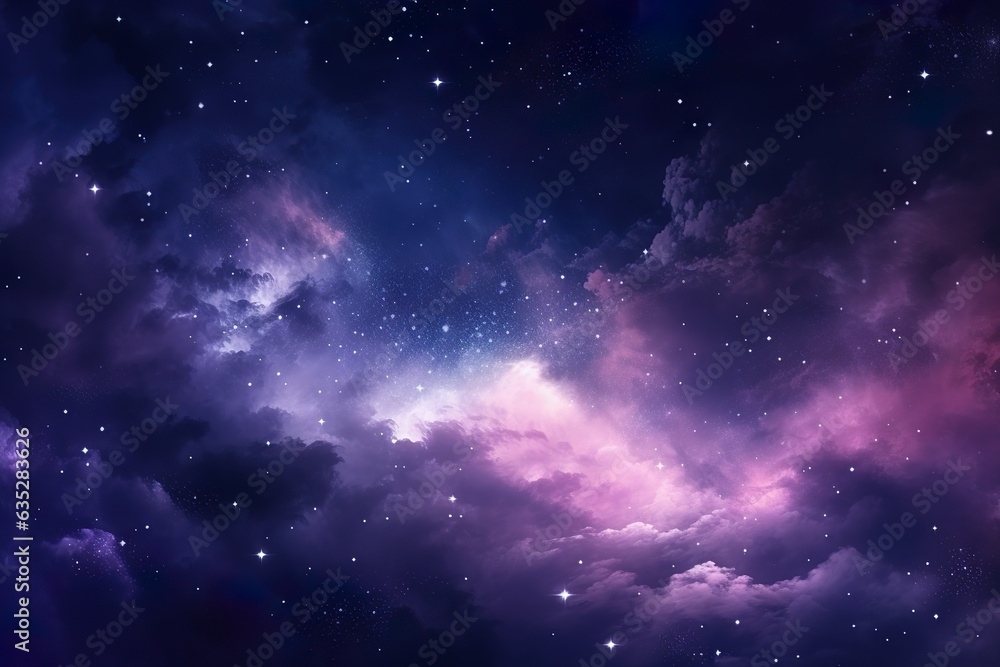 clouds with stars, purple and blue | Generative AI
