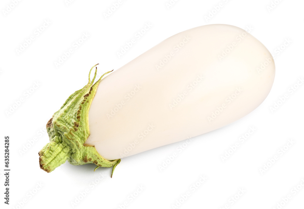 One fresh white eggplant isolated on white