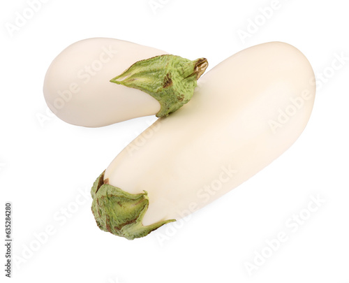 Two fresh white eggplants isolated on white