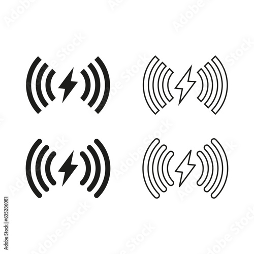 Electric current sign set. Electric power symbol set. Vector illustration. EPS 10.