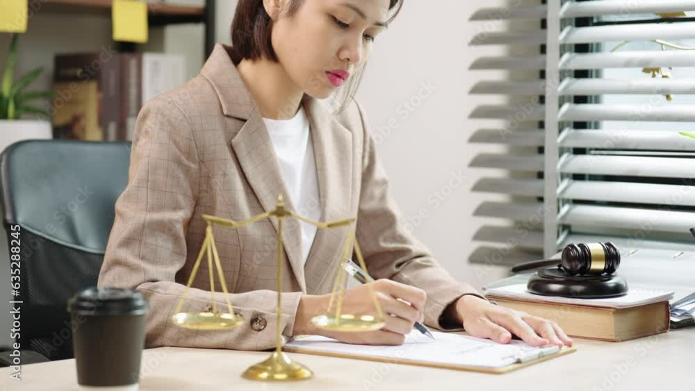 Young Female lawyer signing paper contract at office. Young Female lawyer signing paper contract at office.