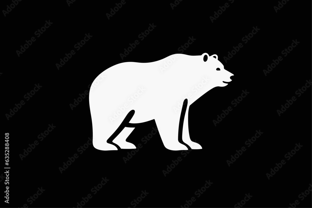 Simple white bear logo on a black background Simple white bear logo on a black background