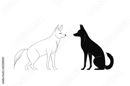 Vector sketches of wolves in profile