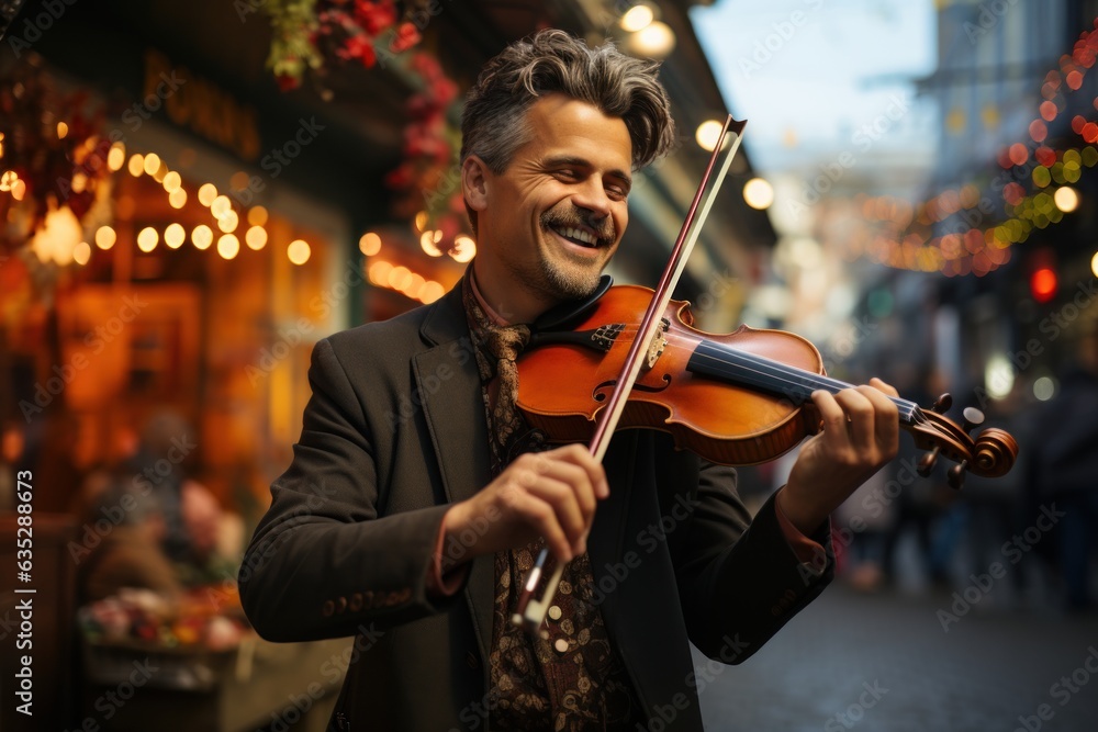 Fototapeta premium man playing violin