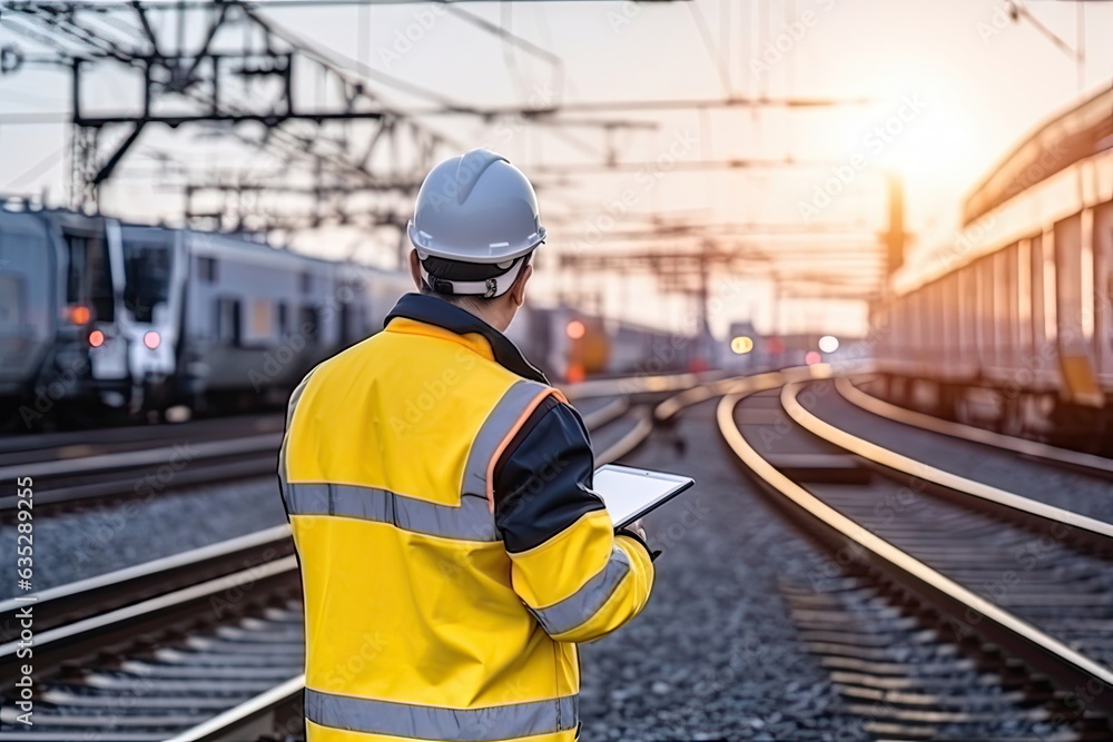 Engineer using tablet for work, data analysis Engineer using tablet for work, data analysis