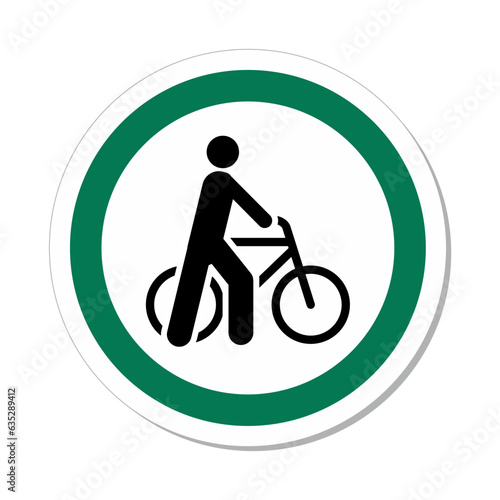 ISO Circle Sign: Walk Your Bicycle Symbol (IS-1077) 