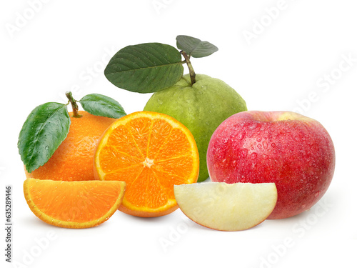 oranges, apples, guava, transparent background