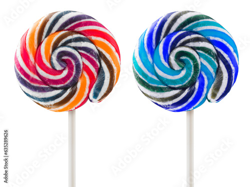 retro style colorful round shape lollipop. transparent background
